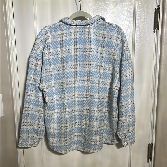 Blue and White Snap Up Shacket - Picture 3 of 3